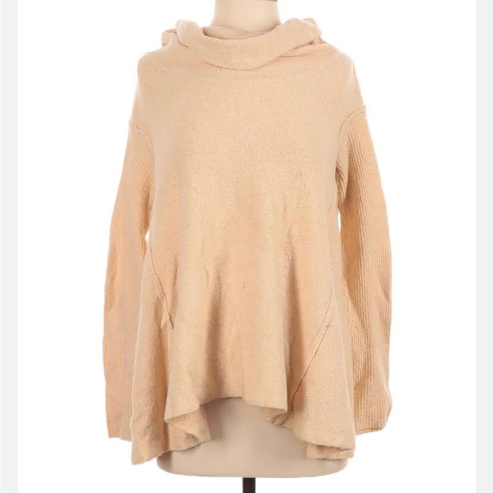FREE PEOPLE tan/peach cowl neck sweater M